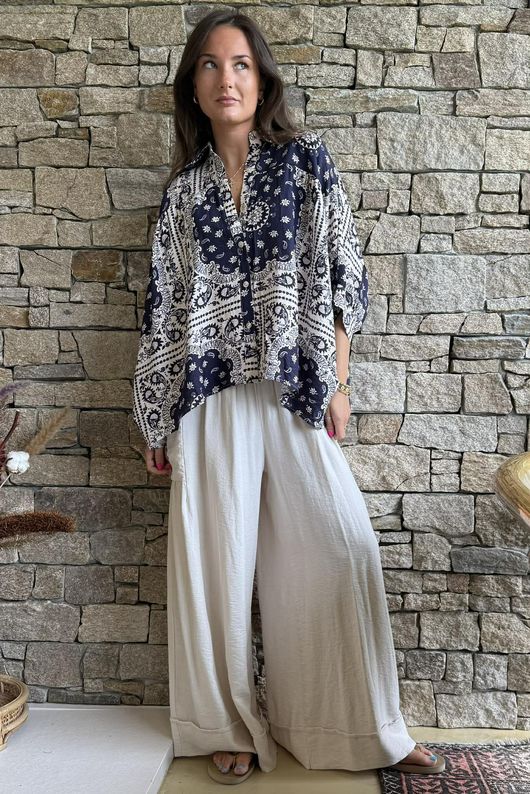 Yara Bandana Relaxed Blouse Navy